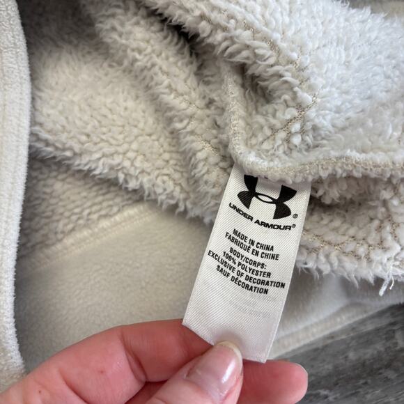 Under Armour Jacket Performance Fleece White Womens S 1/4 Zip Mock Neck Pullover - Picture 5 of 9